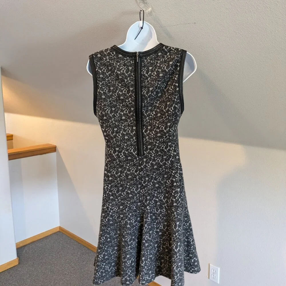 Rebecca Taylor Couquette Bonded Lace Dress Lamb Leather Trim Size 6 - Picture 8 of 16